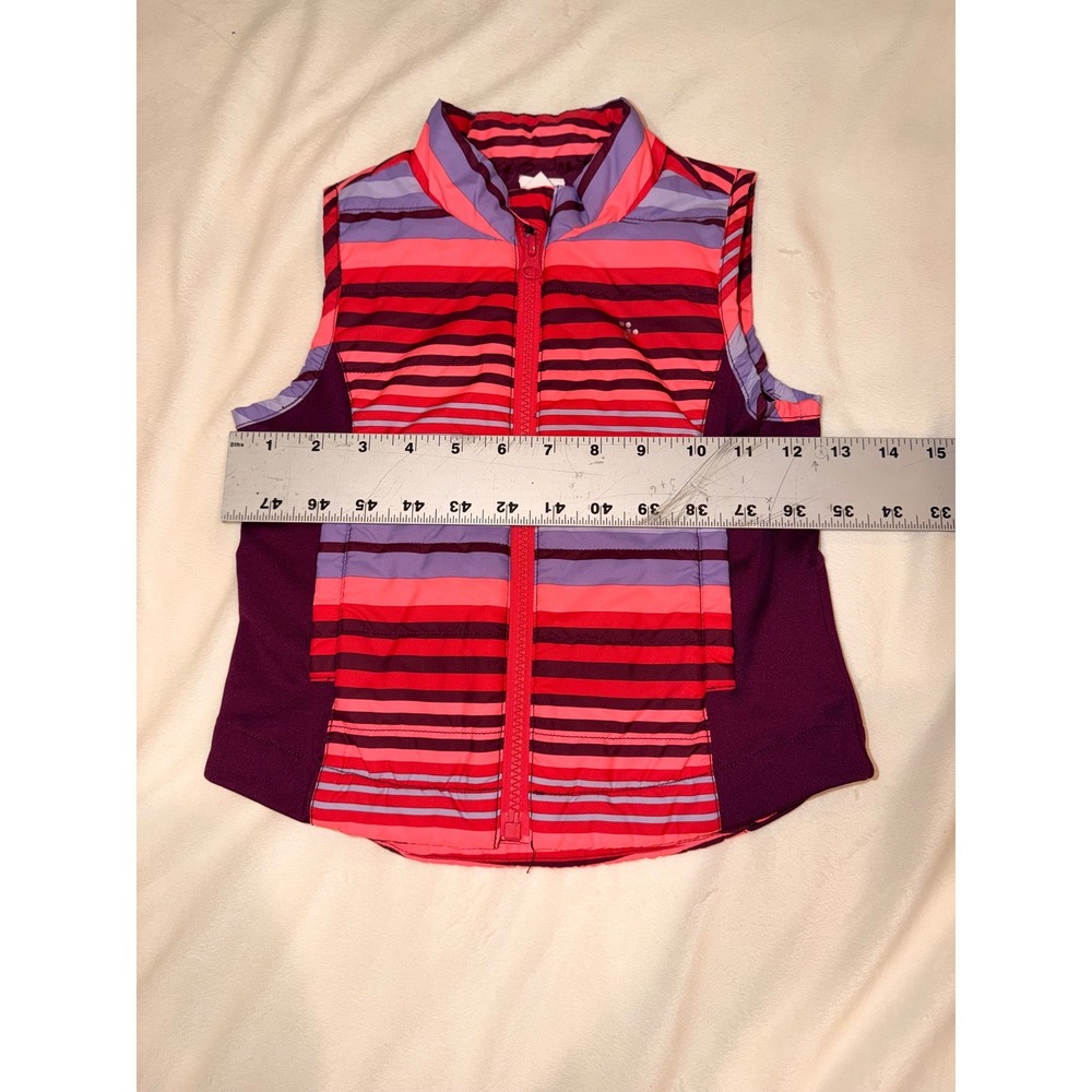 Gymgo Gymboree Kids XS 3-4 Puffer Vest Pink Purple Striped Full Zip Activewear - Picture 3 of 6